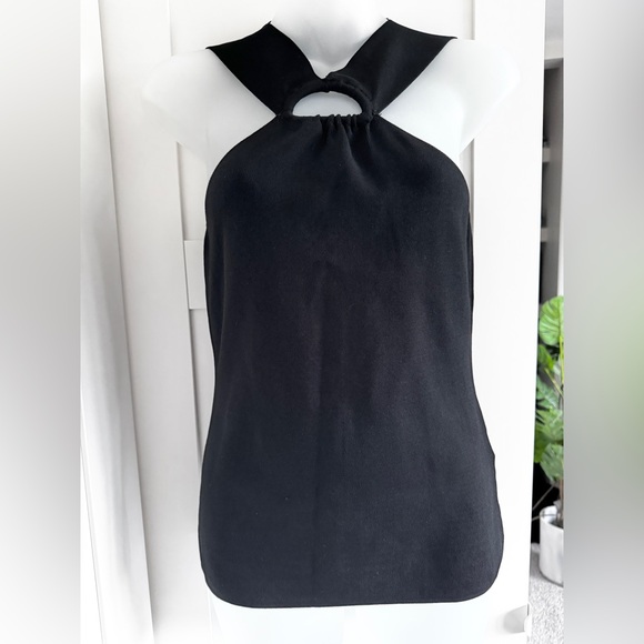 REISS Katya D-Ring Halterneck Top in Black Size Small - Picture 2 of 16